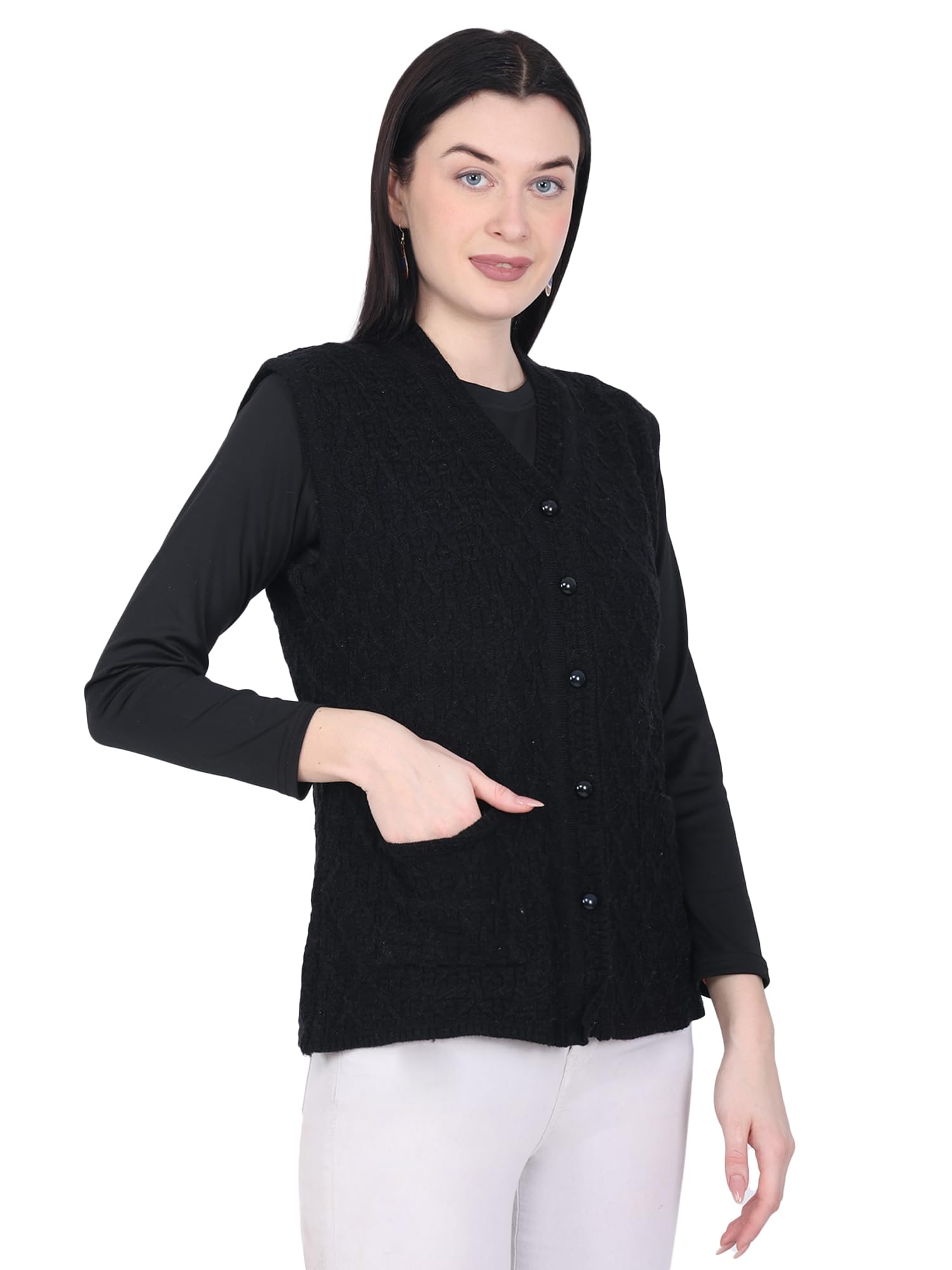 chatanya Womens Sleeveless Winter wear Cardigan Sweater-picture-11