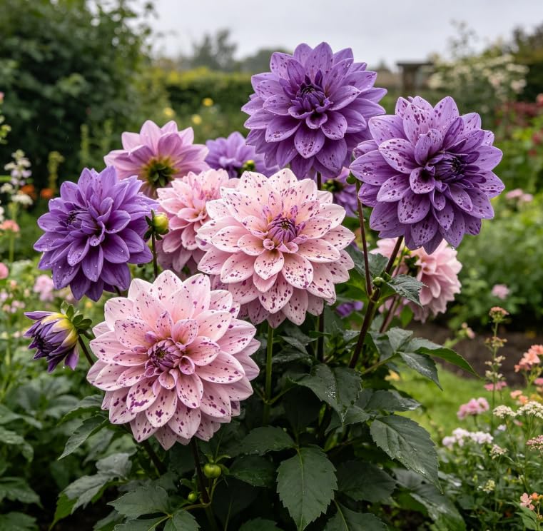 Stunning Dahlia Bulbs, Durable Perennial Dahlia Rhizomes UK, Robust Fast Growing Plants, Premium Mixed Artistic Look Hardy Perennial, Excellent Display-2 tubers-D