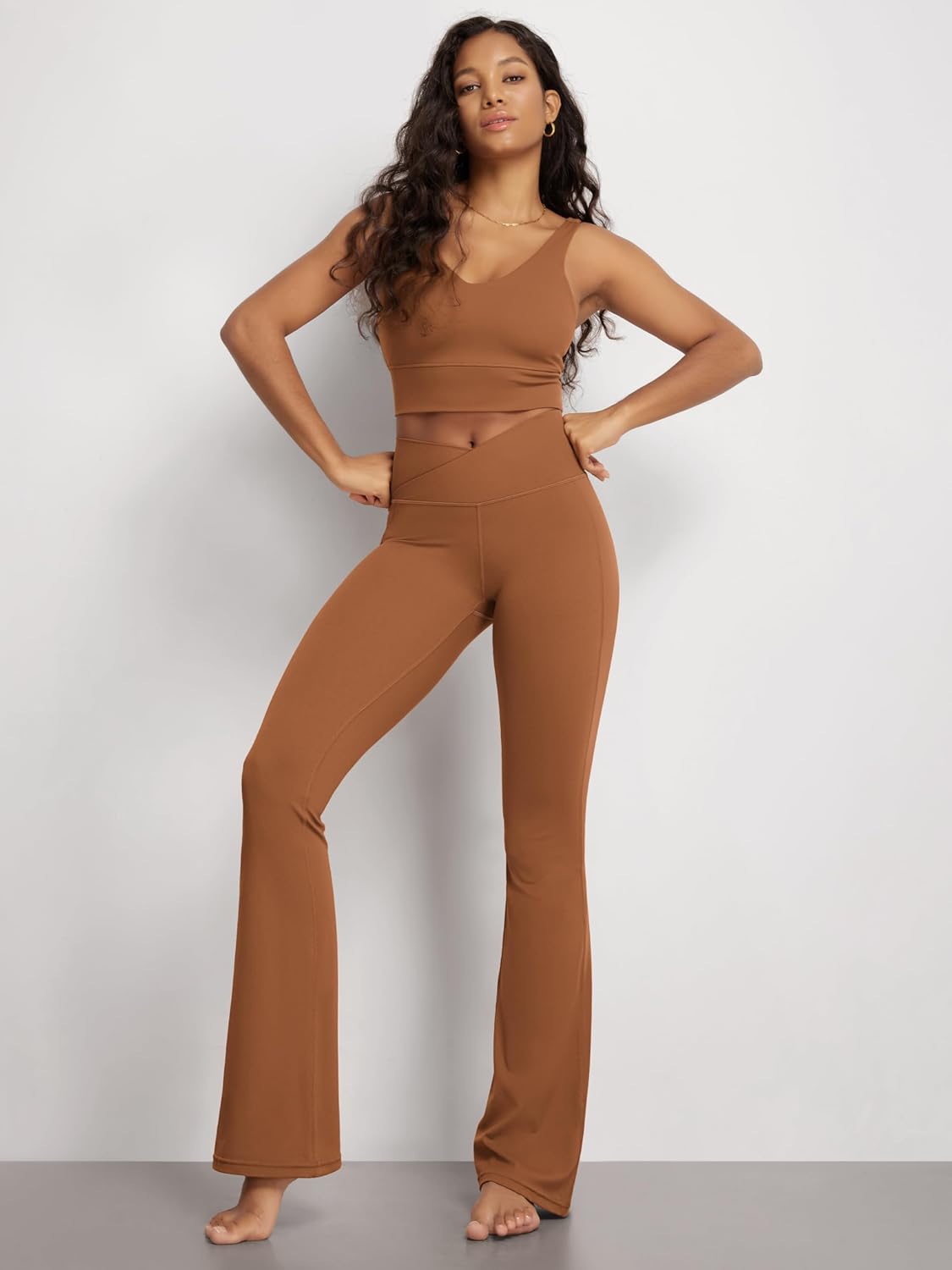ODODOS Cloud Feeling Crossover High Waist Flared Pants for Women, Bootcut Yoga Pants with Back Pocket-30/32" Inseam