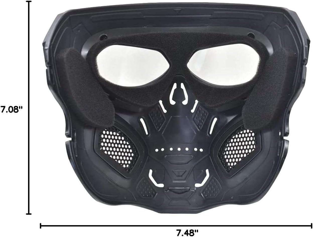 Halloween Camouflage Full Face Protective Mask Airsoft Skull Mask, Full Face Protective Paintball Gear with Goggles Skull Mask