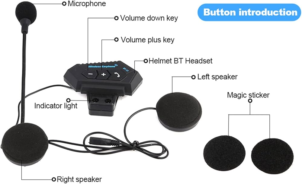 TOOAD Oreillette Bluetooth pour casque, interphone pour casque de moto  bt12, système de communication pour casque 