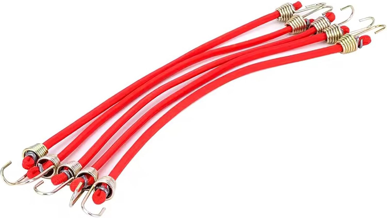 5pcs Elastic Strap Rope with Rescue Trailer Hooks for 1/10 RC Crawler Car SCX10 TRX4 TRX6 Roof Rack Luggage Fix Straps, RC Car Bungee Cords (Red)