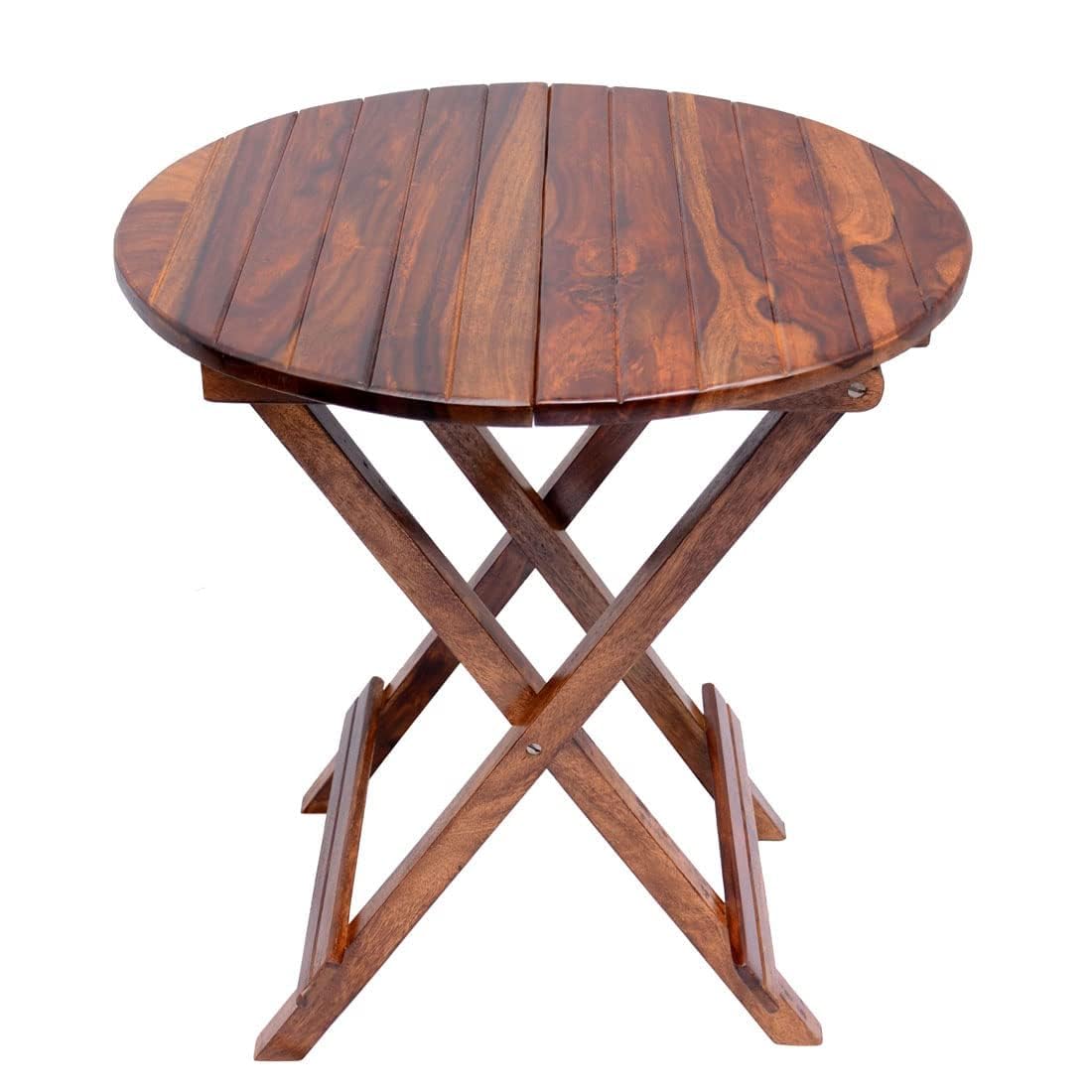 Marwaries Presents Solid Sheesham Wood Round Folding Coffee Tea Table ...