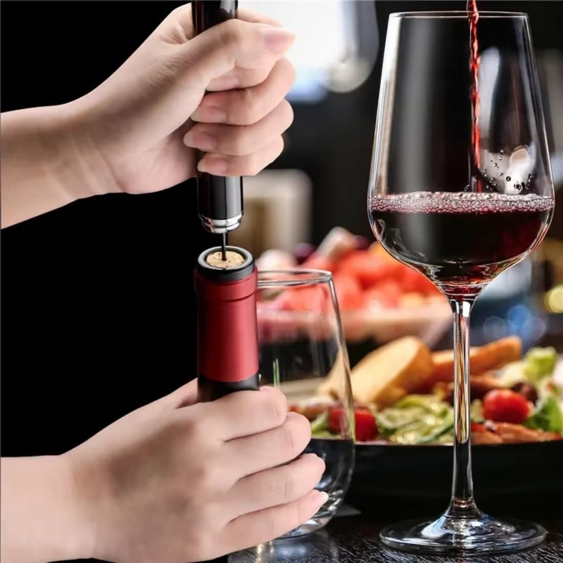 Wine Opener, 2-in-1 Air Pump Wine Bottle Cork Opener, Air Pressure Pump Corkscrew Wine Bottle Opener with Foil Cutter, to Wine Lovers(2 Pcs, Green)