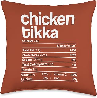 Chicken Tikka Nutrition Fact Funny Thanksgiving Christmas Throw Pillow