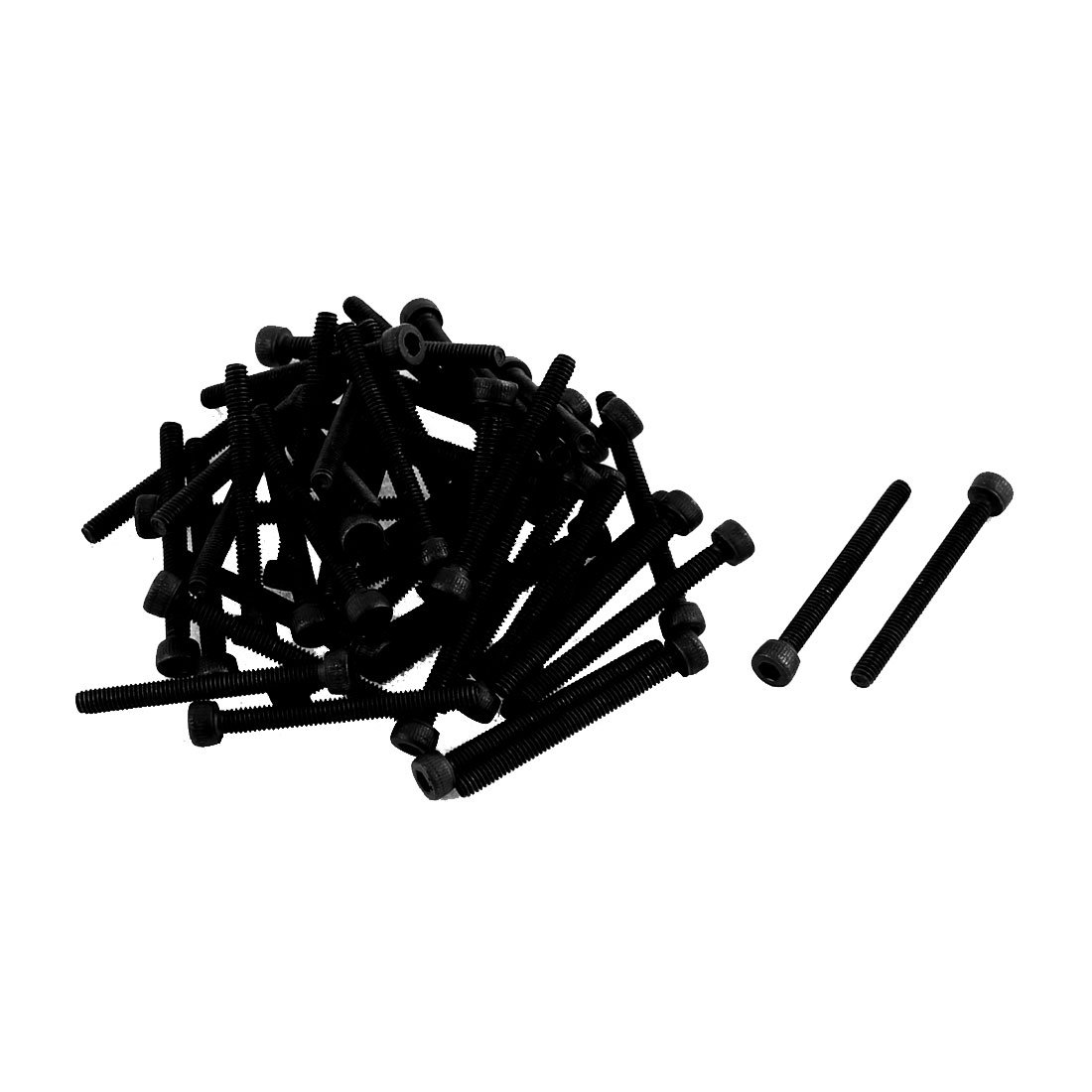 Sourcingmap M2.5x25mm 12.9 Alloy Steel Screw Cap Point Hex Socket Screws Bolts Black 50pcs