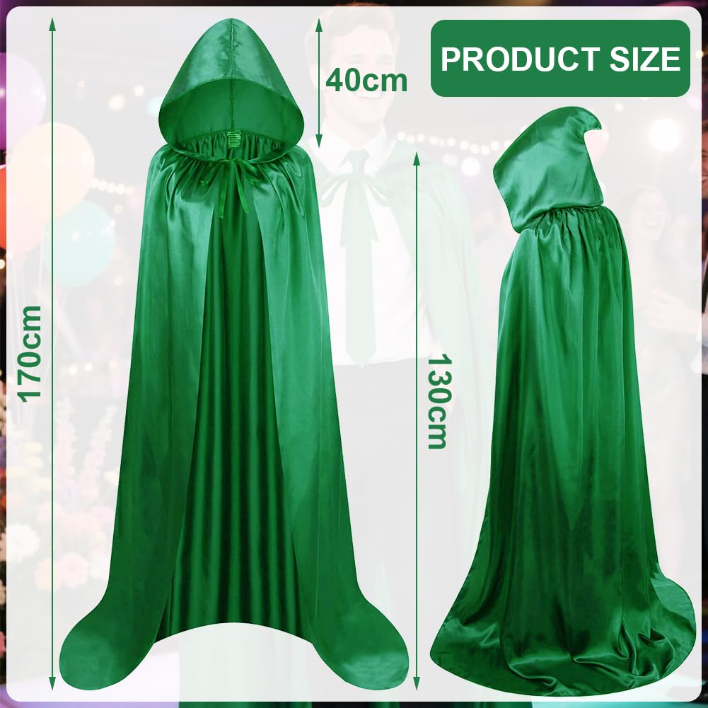 WFKKMEQ Halloween Vampire Hooded Cloak, Green Hooded Cloak Vampire Cape - Image 2