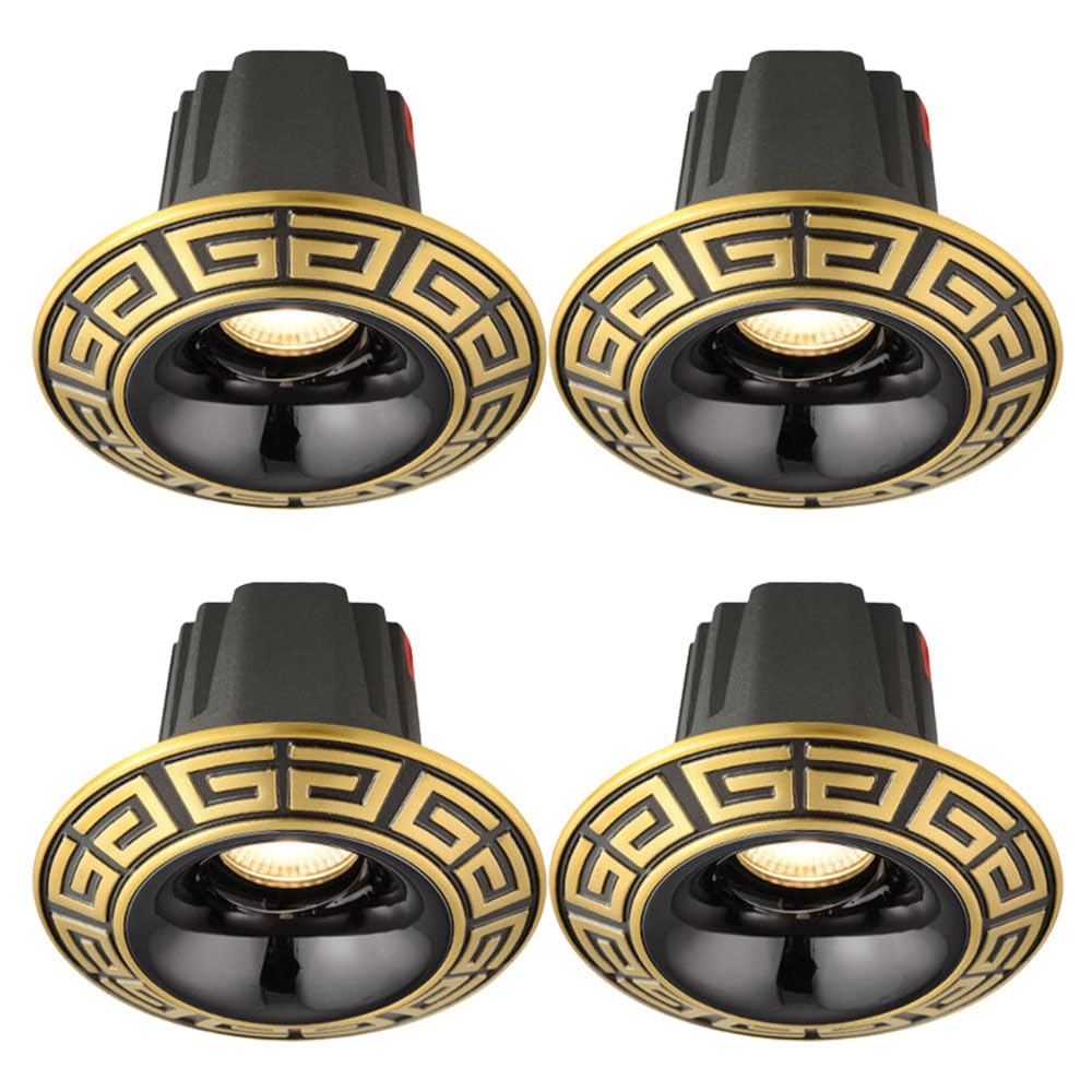 Faretto a Incasso a LED COB con Angolo di Rotazione per un'elevata resa cromatica, faretto in Ottone, Luce a Foro, Intaglio in Ottone, luci a LED, Confezione da 4, plaf,3000K-12W