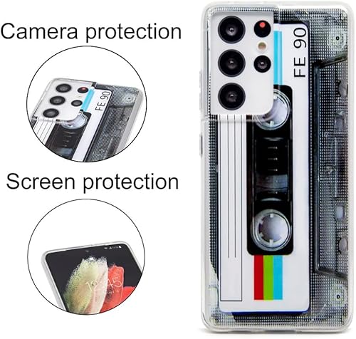 Miniatura 2 de FAteam - Funda para Galaxy S21 Ultra 5G, a prueba de golpes, a prueba de arañazos, con TPU suave, funda de cassette retro compatible con Samsung