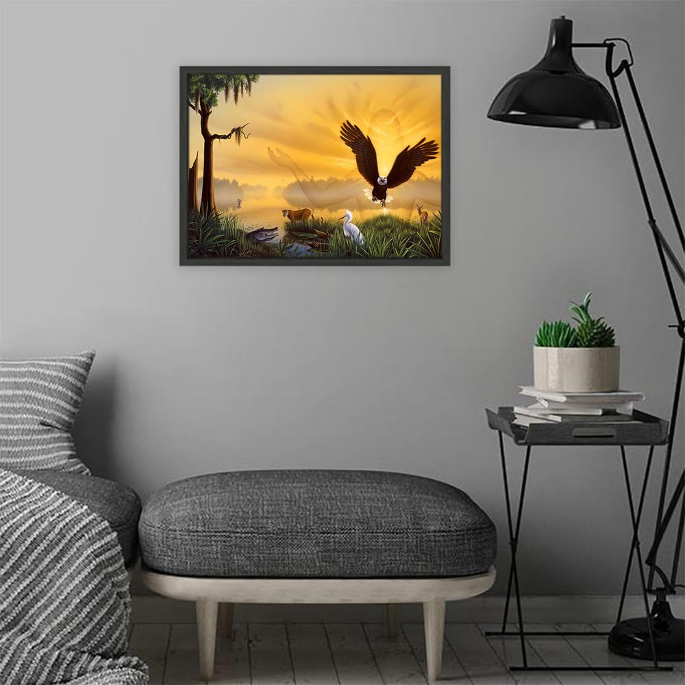 VERRE ART Printed Framed Canvas Painting for Home Decor Office Wall Studio Wall Living Room Decoration (22x14inch Black Floater) - Spirit Of The Everglades Print