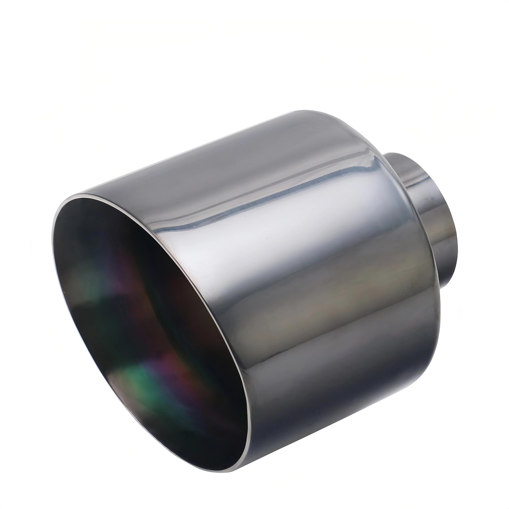 MGSTORM 2.5" to 5" Exhaust Tip Black, Double Wall Angle Cut Weld-On Muffler Tip, Universal 6 Inch Length Black Chrome Plated Exhaust Tip for Car,