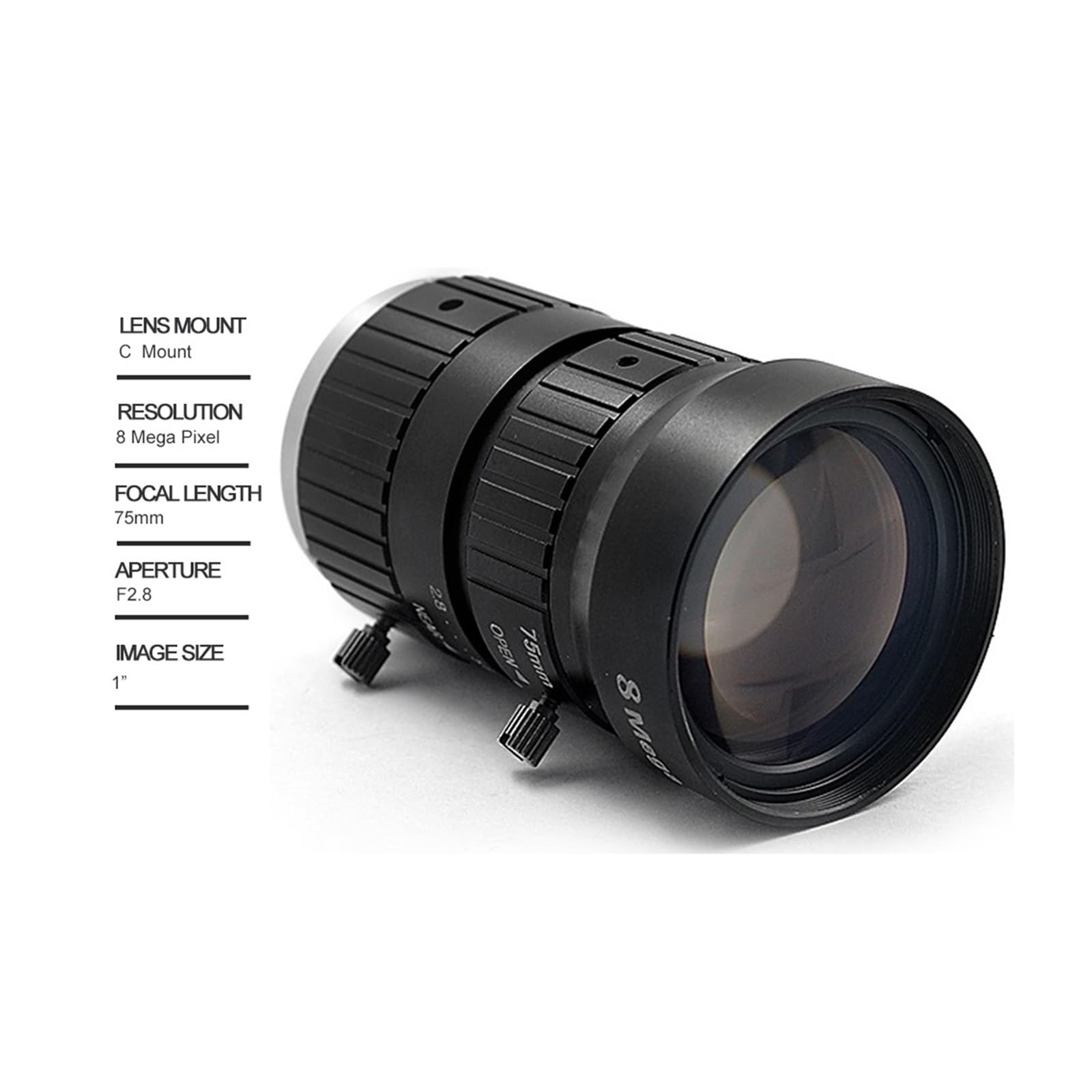 Obiettivo CCTV HD 8MP 75mm C Mount Manuale Iris Manuale Apertura F2.8 1 "Immagine Formate Telecamera di sicurezza Obiettivo industriale - Regolabile