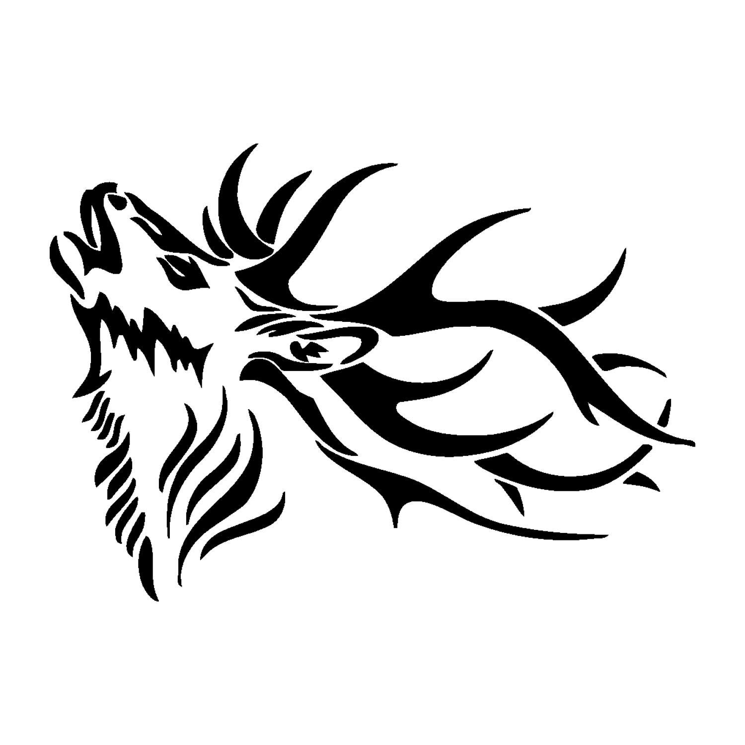 Fishing Hunting Style Sticker-Deer Horn Tribal Animal Hunting-Wall Decal Sticker-Man Cave Club Room Wall Decor Decals-Removable Stickers-BxSxK00-29-49-11x15.65 in