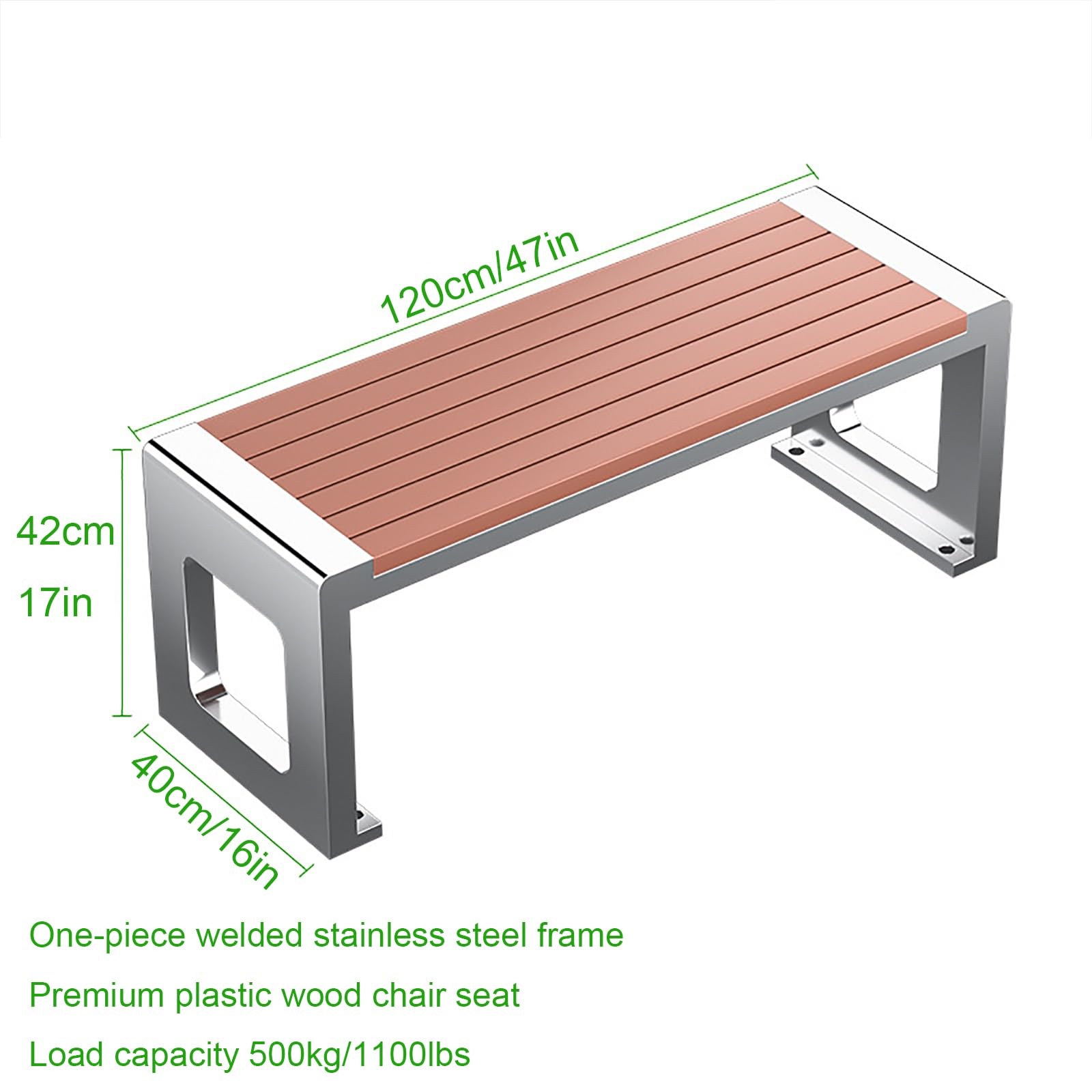 Wetterfeste Parkbank für 2 bis 3 Personen, robuster Verbundholzsitz für Garten, Terrasse, Veranda, Rasen, Deck (Farbe: geöffnet: 120 cm)