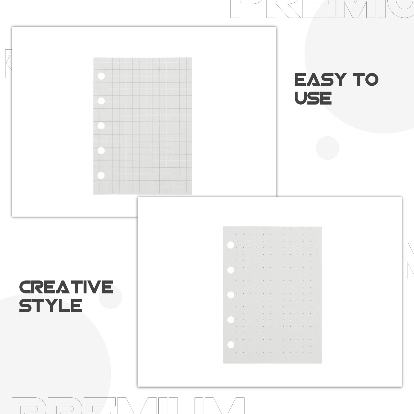 Ricarica Carta Planner M5 20 Pezzi 5 Fori Mini Fogli Rigati a Quadretti per Agenda Organizer Tascabile Compatibile Quaderni Ufficio Scuola