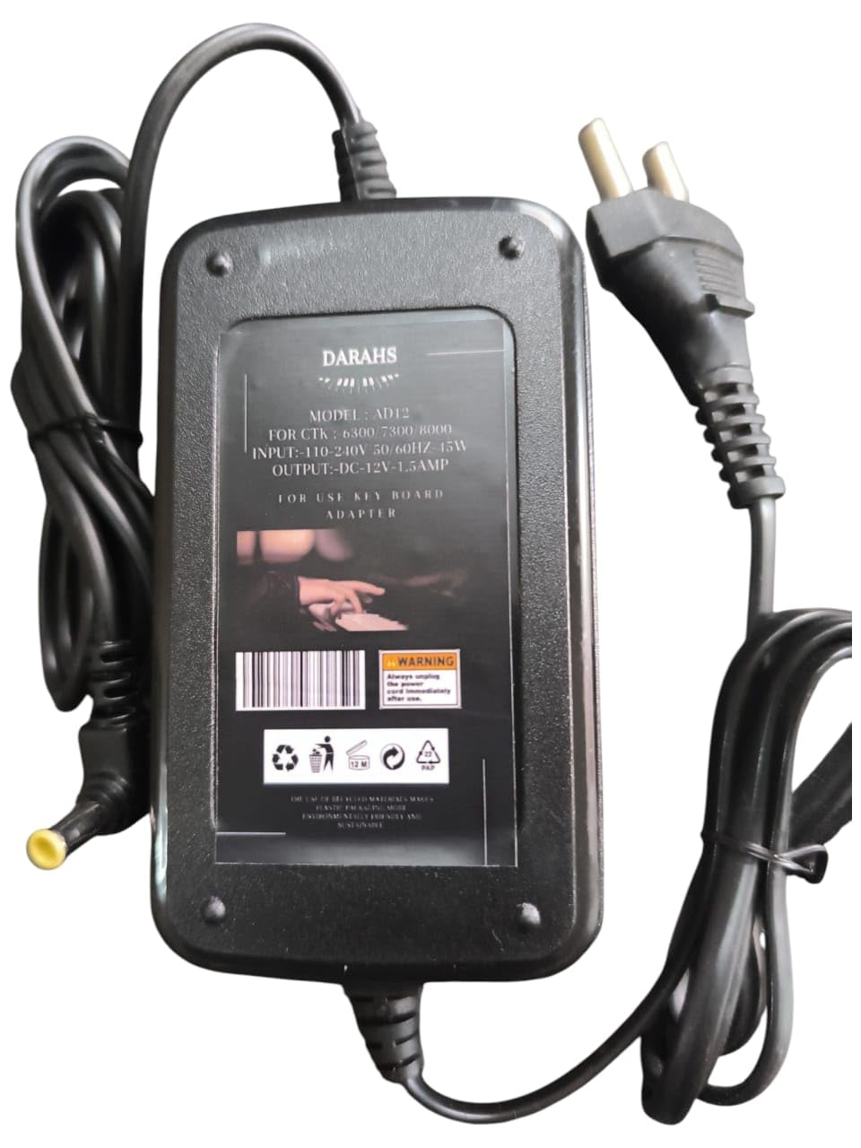 DARAHS 12V Power Adapter Compatible with Casio Keyboards – CTK-7300, CTK-6300, CTX-8000IN – AC/DC Charger with 1.5A Output-picture-32