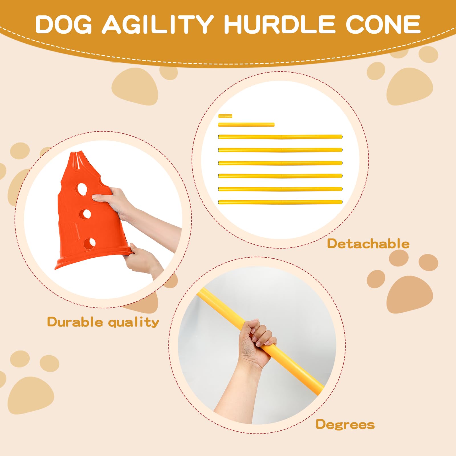 AEDNX Agility-Hürden-Kegel-Set für Hunde, Agility-Kurs, Hinterhof-Set mit 12 Agility-Kegeln, 6 Agility-Ruten, Agility-Trainingsausrüstung, höhenverstellbares Hindernis mit Aufbewahrungstasche