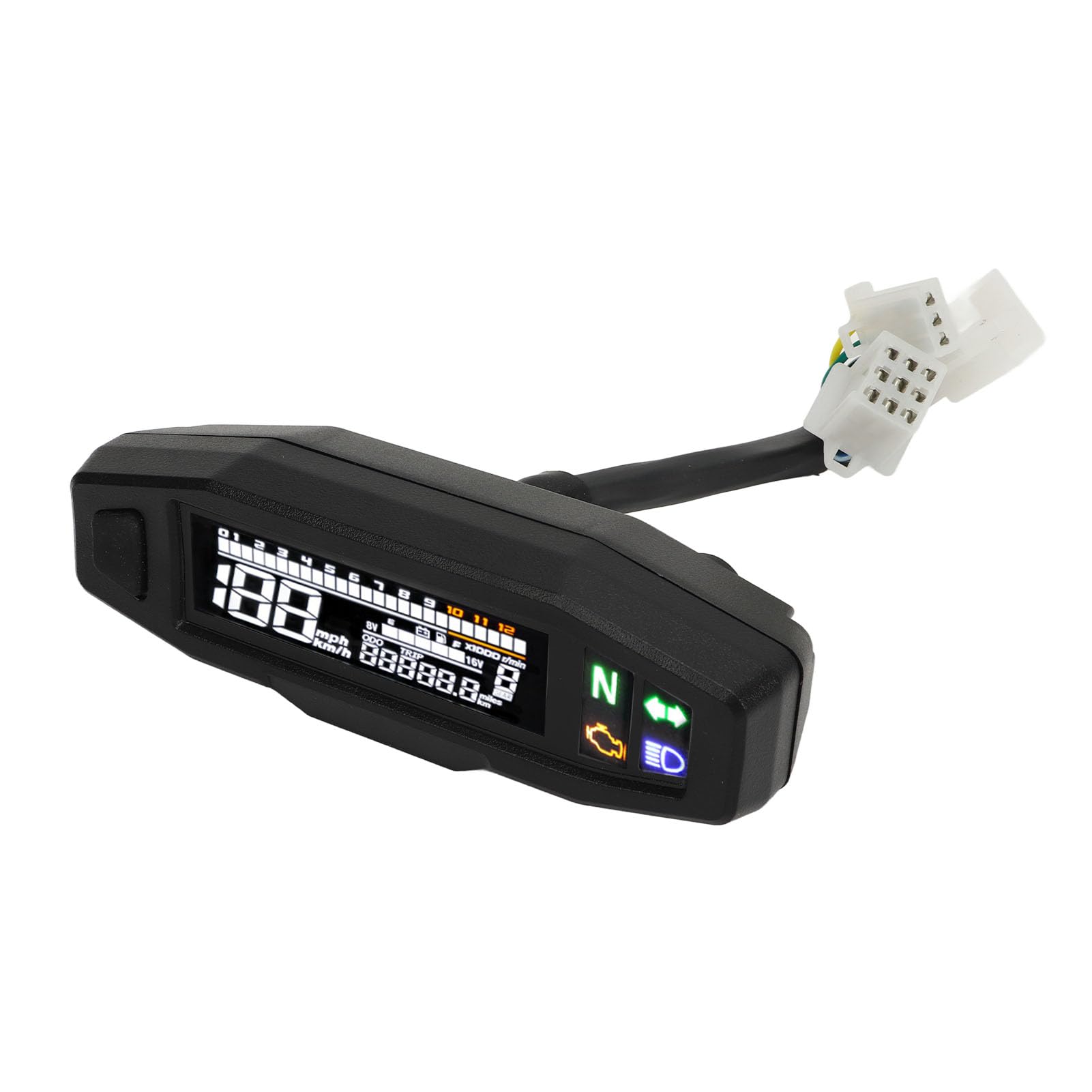 Contachilometri Contagiri per Moto, Contachilometri Digitale Universale per Moto DC 12V Tachimetro LCD Contachilometri Contachilometri Indicatore Livello Carburante per Moto con