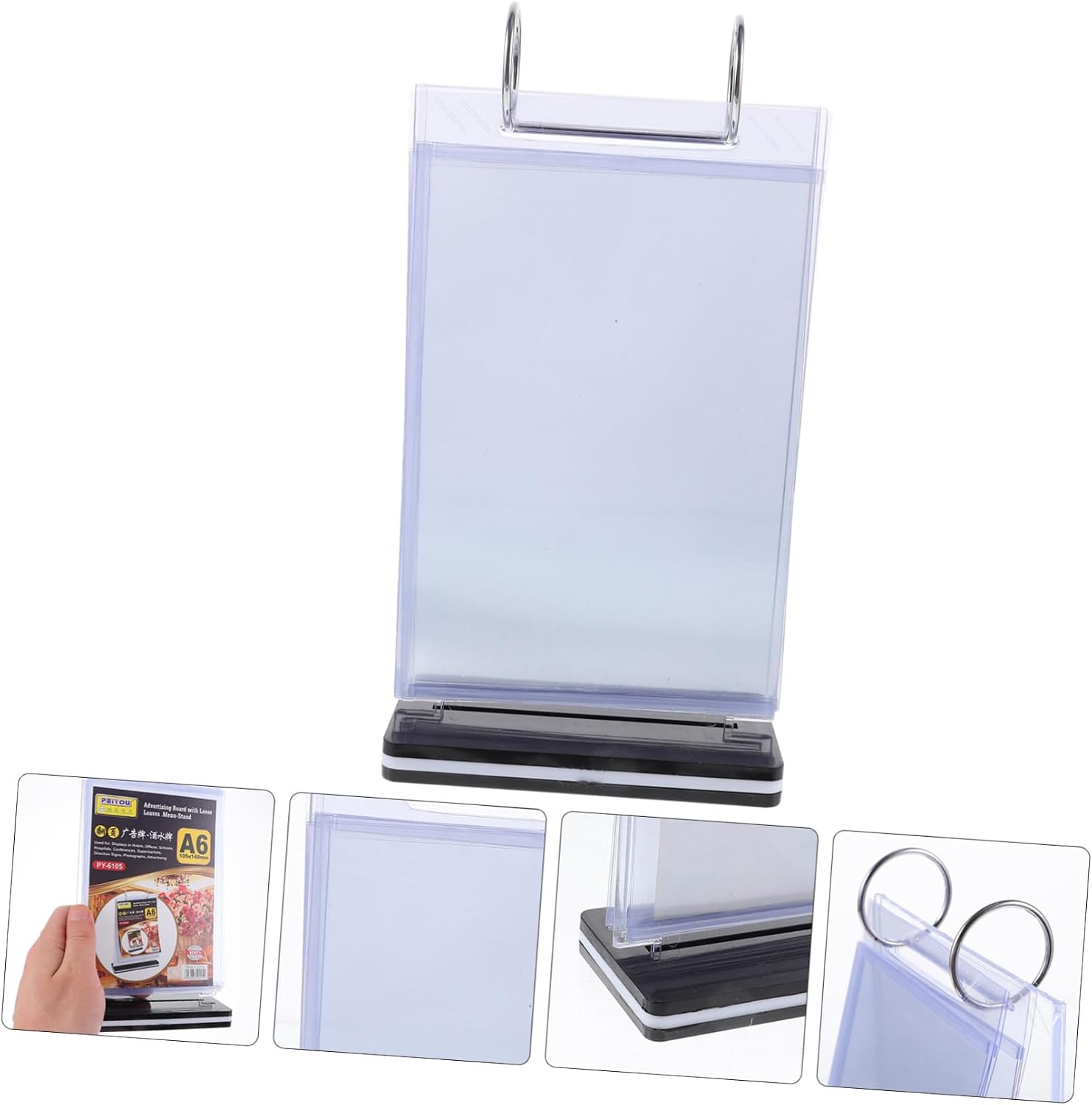 Menu Holder Desktop Display Stand Vertical Sign Holder with Base for Tabletop Use Poster Holder for Menus Signs and Photos Restaurants Offices and Events