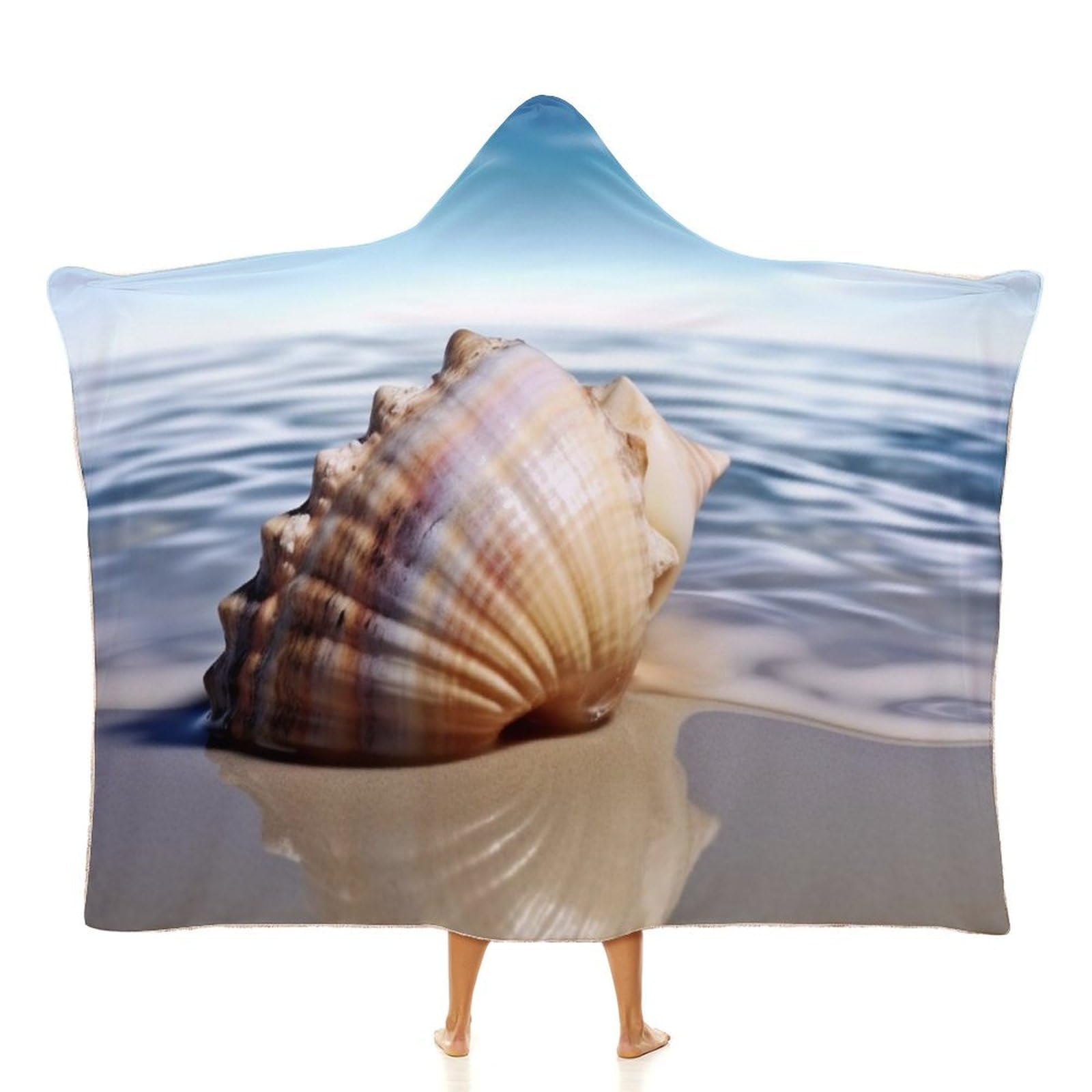 Cape à capuche imprimée coquillage fini le plaid qui glisse au bureau