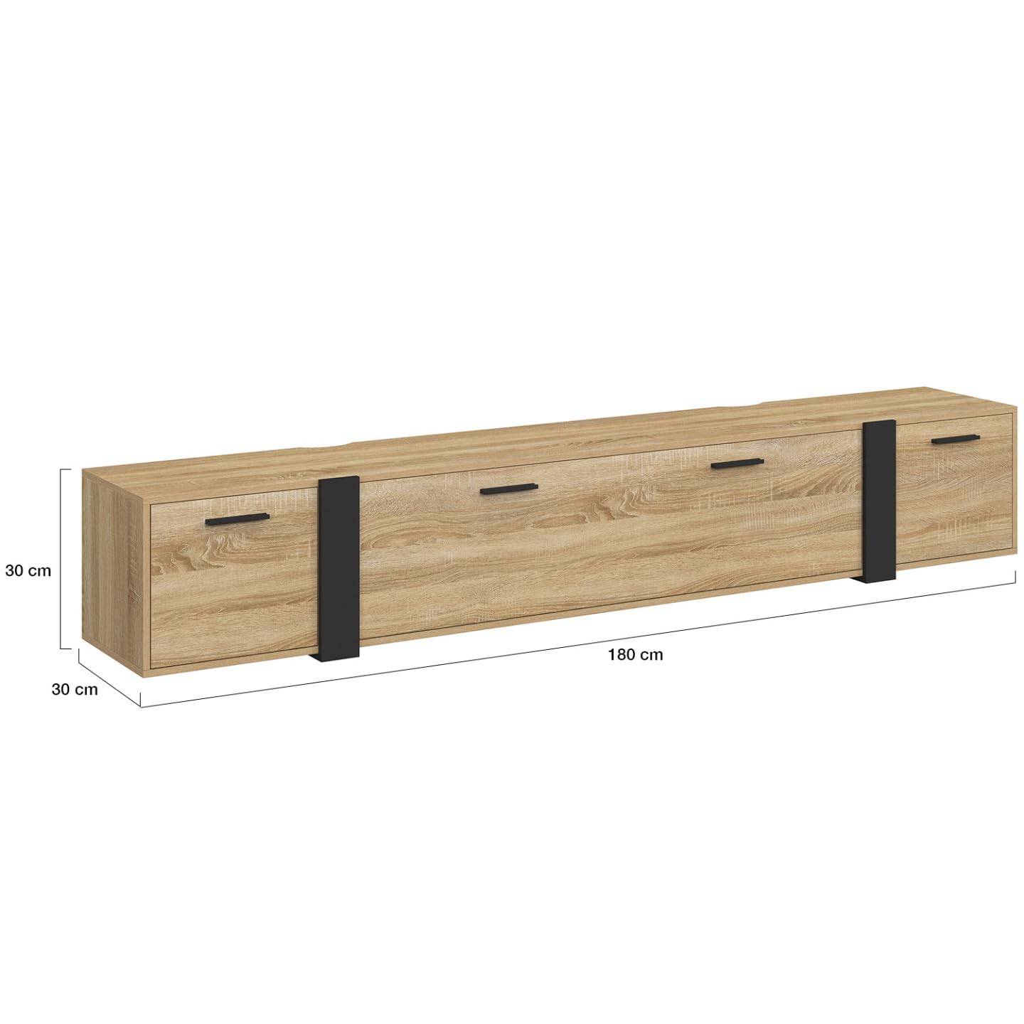 IDMarket - Meuble TV 180 cm Suspendu Phoenix 3 Portes Design Industriel