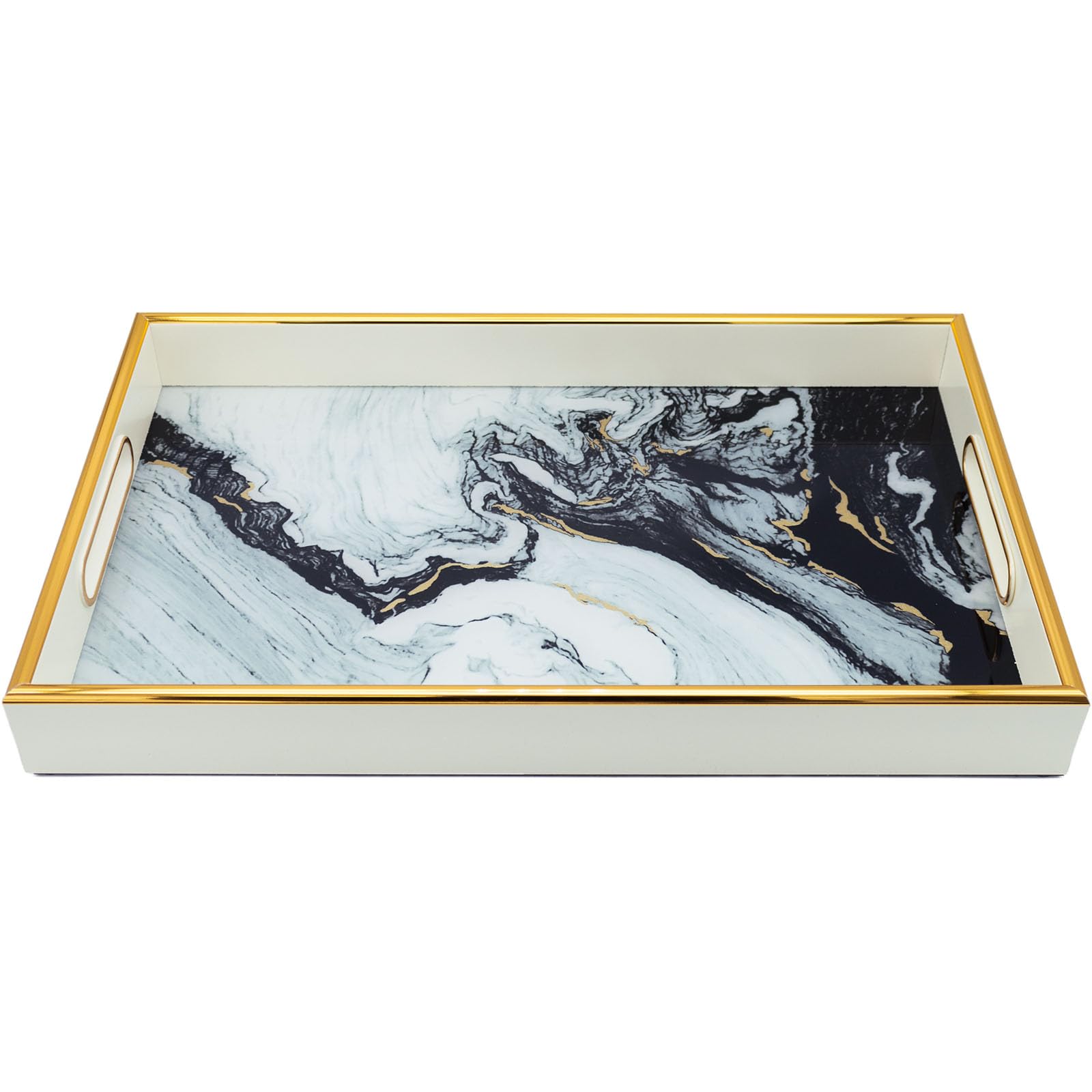 White Rectangle Theme Kitchen Serving Drinks Candle Display Decor Tray
