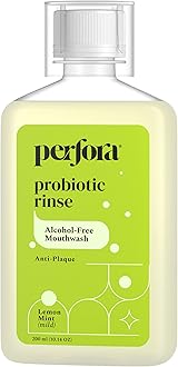 Perfora Lemon Mint Mouth Wash | Mouth Freshener with Probiotics, Hyaluronic Acid, & Vitamin C | No Artificial Flavors & Colors | Alcohol Free | Suitable for Men, Women, Children | Pack of 1 (200ml)