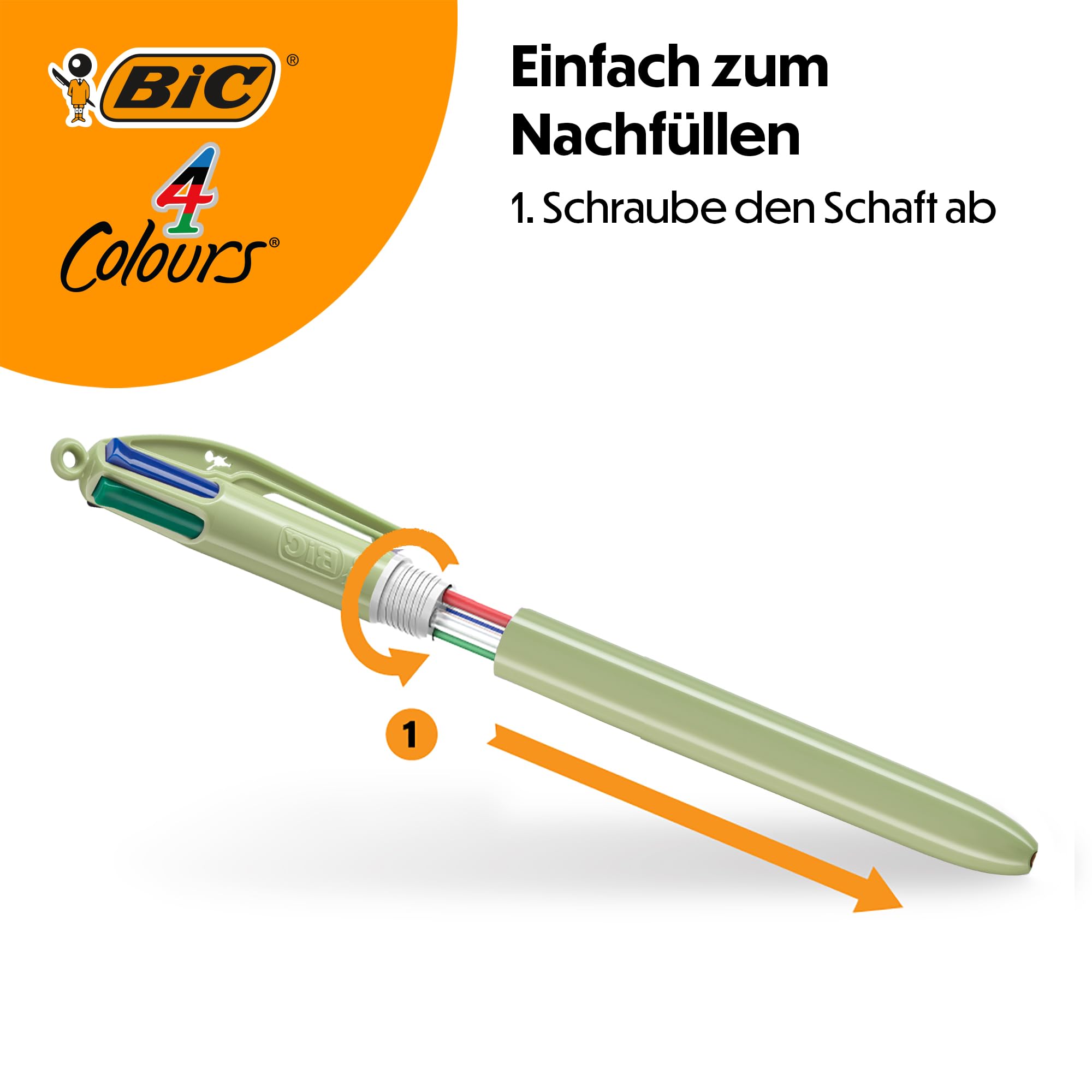 BIC Długopisy kulkowe w kolorze mineralnym, 4 kolory, średnia końcówka (1,00 mm) – różne kolory beczkowe, 5 sztuk