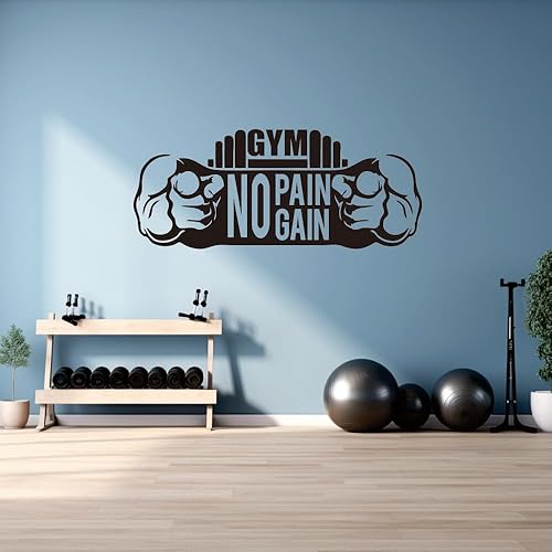Miniatura 7 de Calcomanías de pared de gimnasio "No Pain No Gain", calcomanías inspiradoras de fitness para motivación en el hogar y el gimnasio, calcomanías de