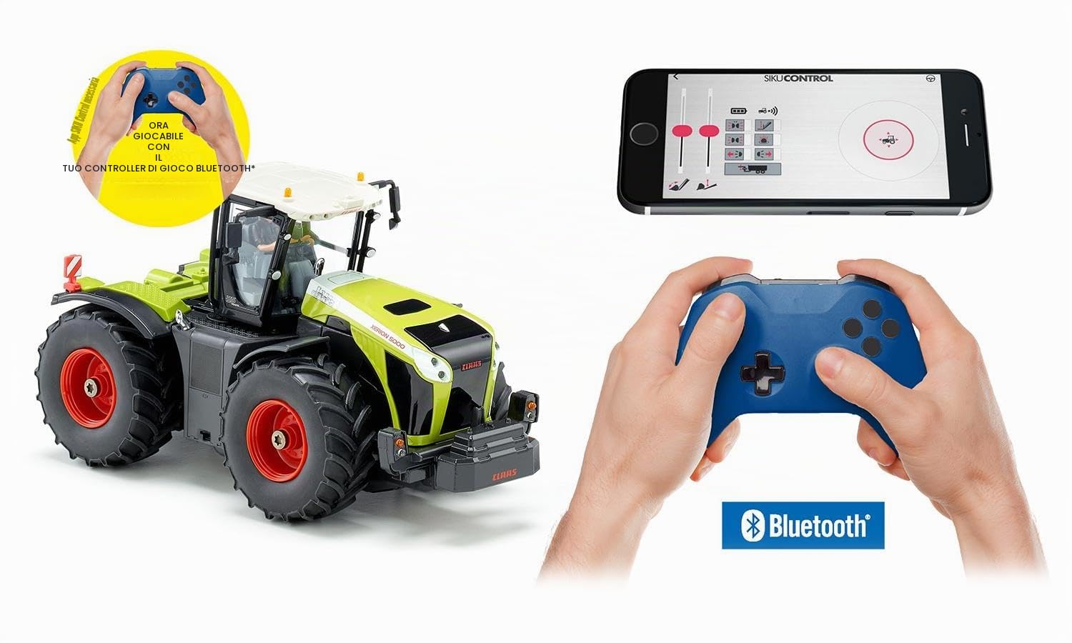 Siku 6791, Trattore Claas Xerion 5000 TRAC VC, Verde, Metallo/Plastica, 1:32, Telecomandabile da app, Senza telecomando