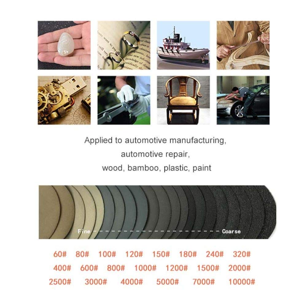 50pcs 4 Inch 100mm Waterproof Sandpaper 60 to 10000 Grit Hook & Loop Silicon Carbide Sanding Disc Wet/Dry for Polishing Grinding,2000