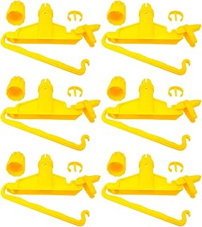Tradineur - Pack de 6 Pinzas de plástico para fregona Industrial - Válida para Mangos de hasta 2,5 cm de diámetro - Limpieza del hogar y Negocios - Color Amarillo
