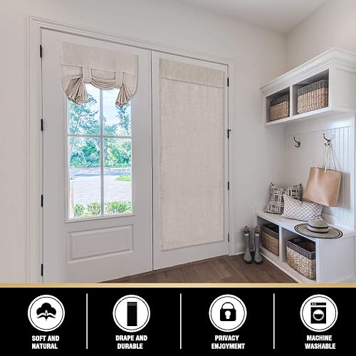 Miniatura 3 de Cortina de puerta de mezcla de lino natural, cortina de privacidad para puerta francesa, cortina de puerta Tricia para ventana de patio, puerta