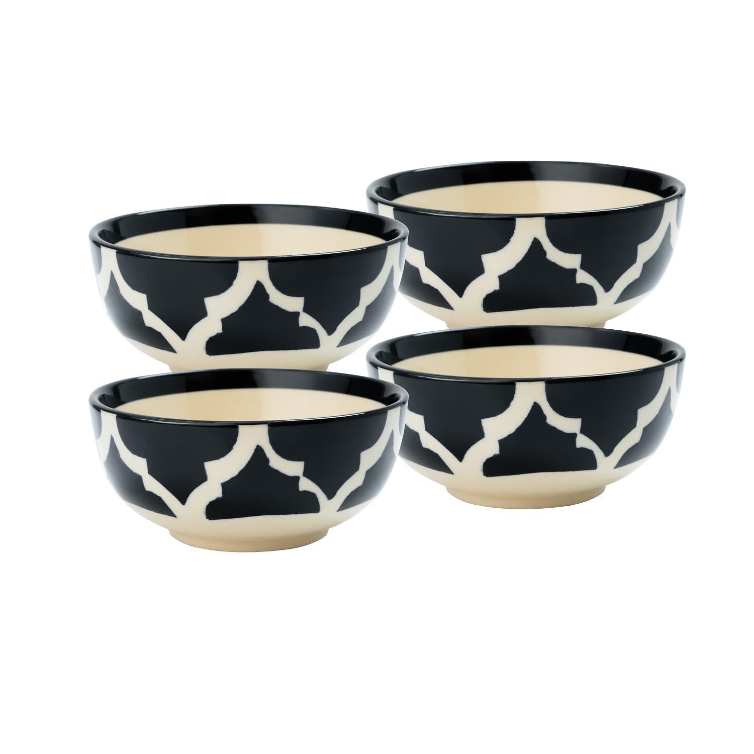 Ceramic Bowl | Handmade Moroccan Trellis Design | Dessert Bowls | Katoris for Di 2 | & | Florena Small Baking Serving Dish,Mini Sauce Dishes,Appetizer Plates with Handle,D