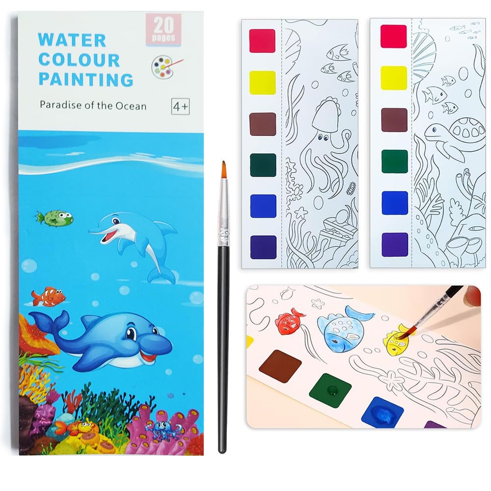 Magical Water Painting Book | Birthday Party Return Gifts for Kids | Colouring Drawing Books | Embedded Water Paint Sheets | 6 Colors, 20-Sheet Solid Watercolour Book Set with Brush - 1 Pc (B0CV2JYYSJ) Amazon Price History, Amazon Price Tracker
