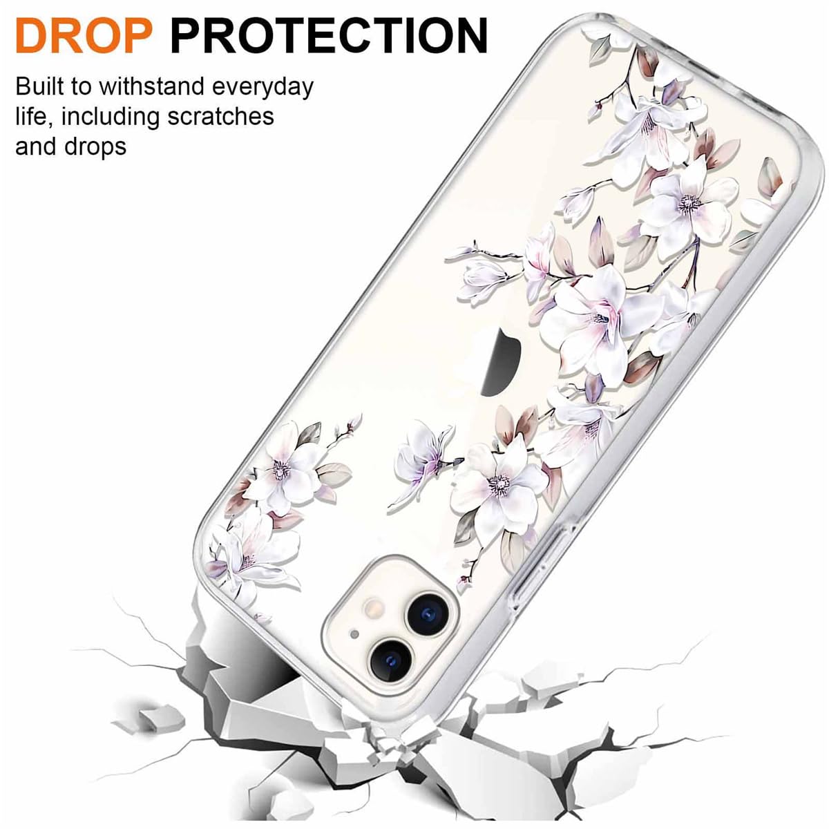 Yoedge 2 Pezzi Cover Per IPhone 11 Trasparente | Silicone TPU Con Disegno Fiore | Antiurto E Anti Ingiallimento | Custodia Sottile 6,1 Pollici - 3
