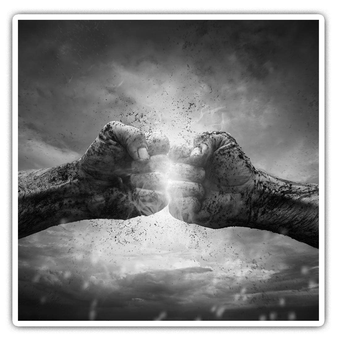 Destination Vinyl Ltd Multi 2 X Square 7.5Cm Vinyl Stickers - Fire Fist Bump Warrior Assault Course 37063
