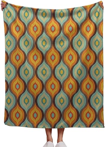 Manta de gran tamaño a cuadros naranja y azul a cuadros, manta personalizada para sofá cama, sofá cama 30 pulgadas x 40 pulgadas