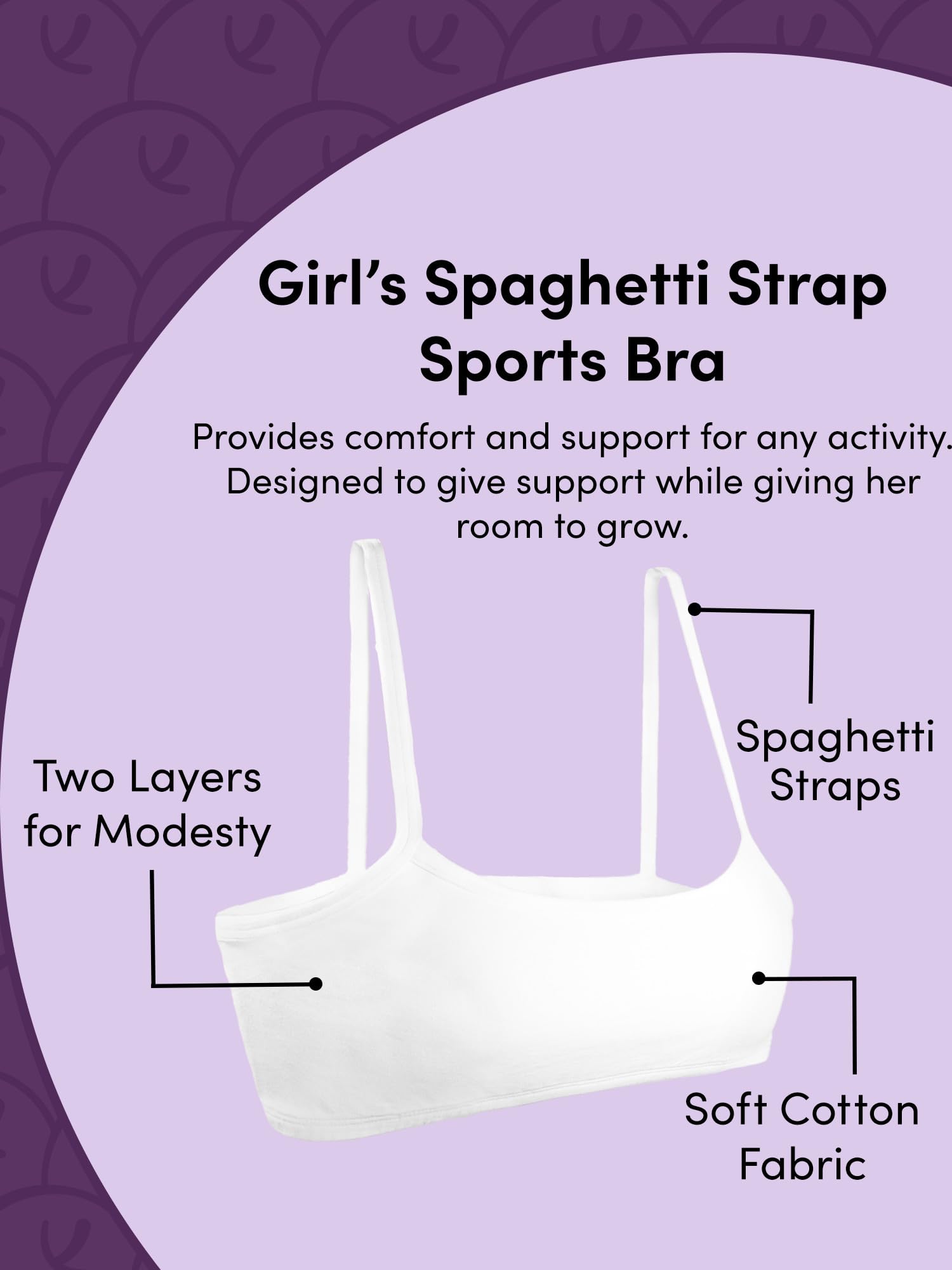 Fruit of the Loom Dziewczęcy biustonosz sportowy z bawełnianym paskiem spaghetti