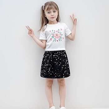 Amazon.com: Haakong Black Girls Sequin Skirt for Girls Party