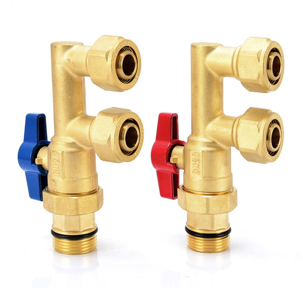 3/4" 1" Male X 1620 2025 2632 PEX-AL-PEX Brass 3 Port F-Shape Ball Valve Sub-floor Heating Water Splitter ICXLPMC(1",2025 BLUE HANDLE_MALE)