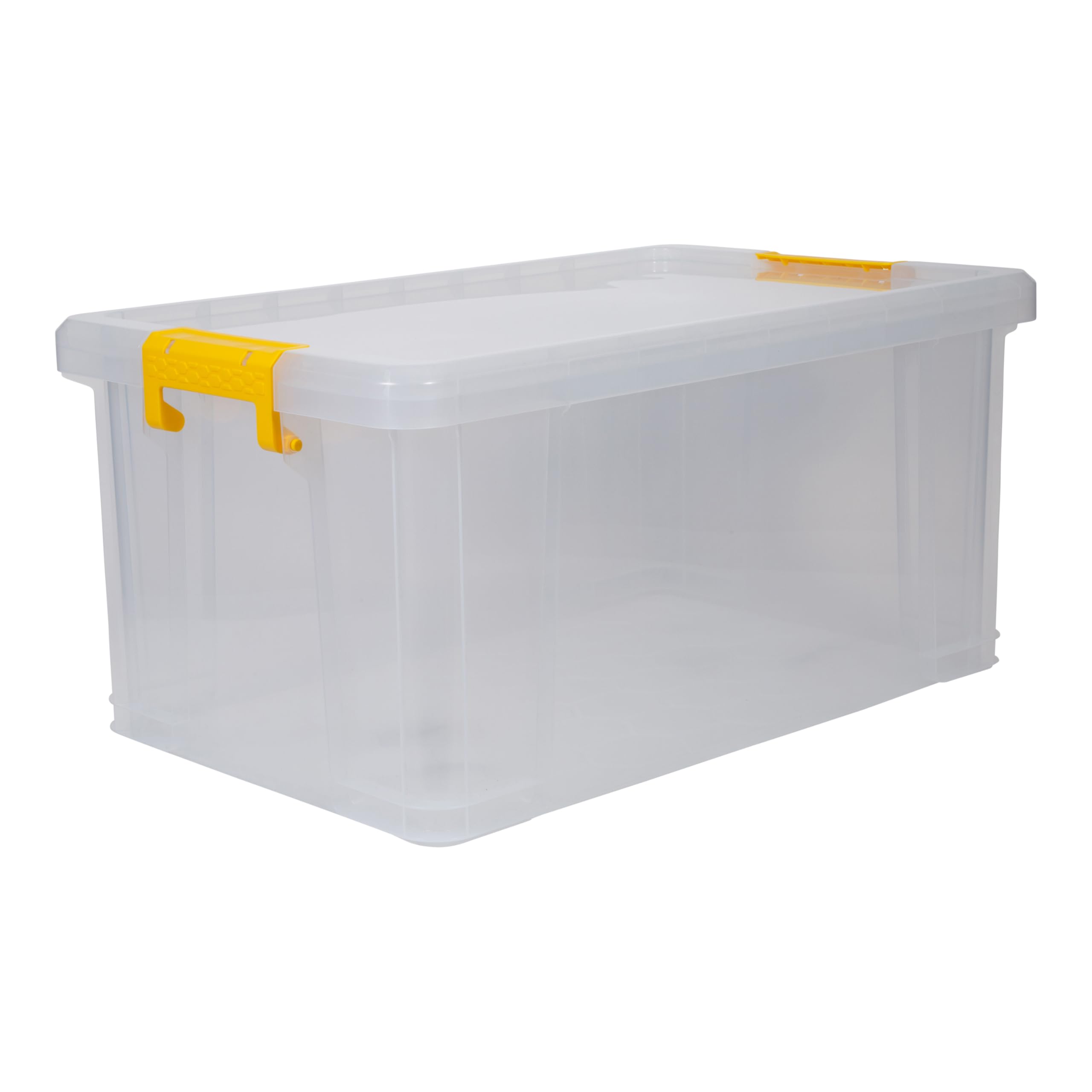 Strata Stackmaster Storage Box 70Litre Durable Plastic Design, Stackable & Lockable Yellow Handle - Ideal Storage Box for Home & Office Organization(31 H x 44 W x 71 L)