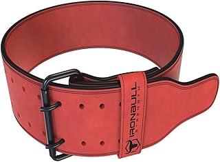 Iron Bull Strength Powerlifting Belt - 10mm Double Prong - 4-inch Wide - Heavy Duty for Extreme Weight Lifting Belt (Red, Large)