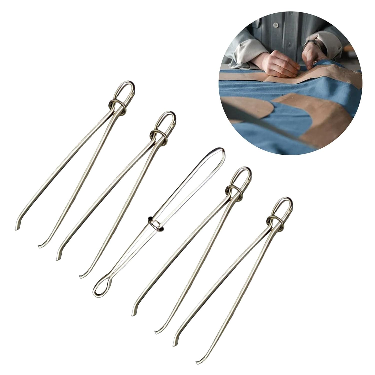5 Pieces Elastic Cord Pincer & Threader for Rope Sewing Craft DIY Tool Ribbon Elastic Waist Band