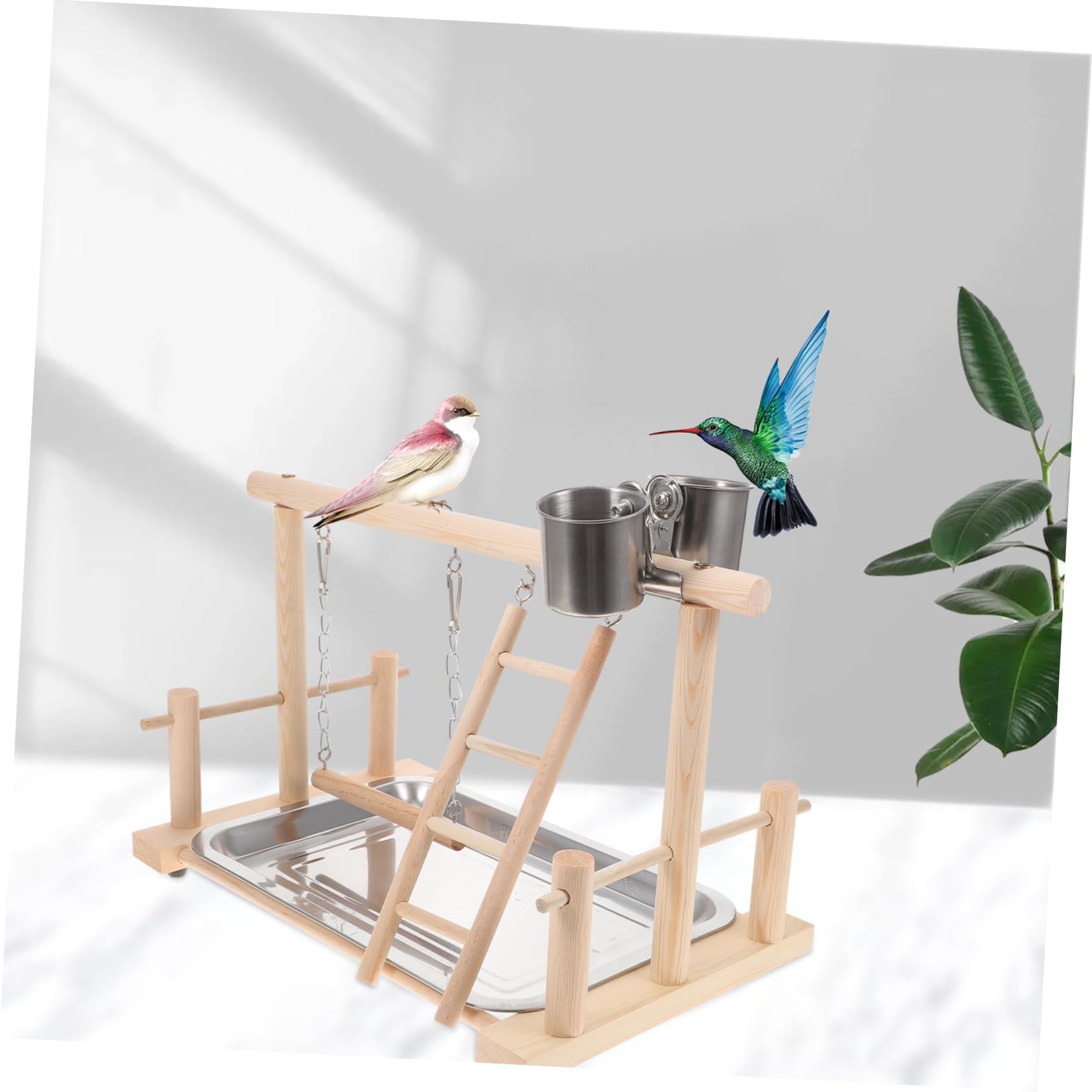 VANZACK 1set Piattaforma Da Gioco Per Uccelli Legno Naturale Stazione Di Allenamento Per Pappagalli e Cockatiel Con Accessori Divertenti e Stimolanti Per Gioco e Esercizio