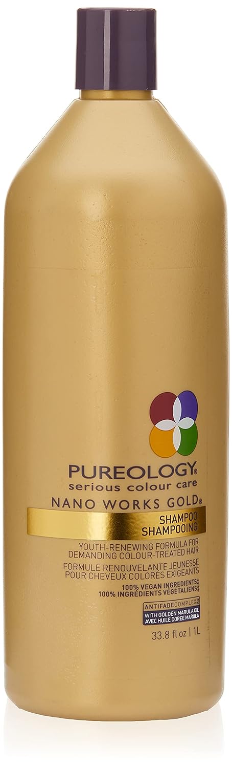 Pureology Nano Works Gold Cleansing Shampoo | Youth-Renewing Formula for Color Treated Hair | Sulfate-Free | Vegan
