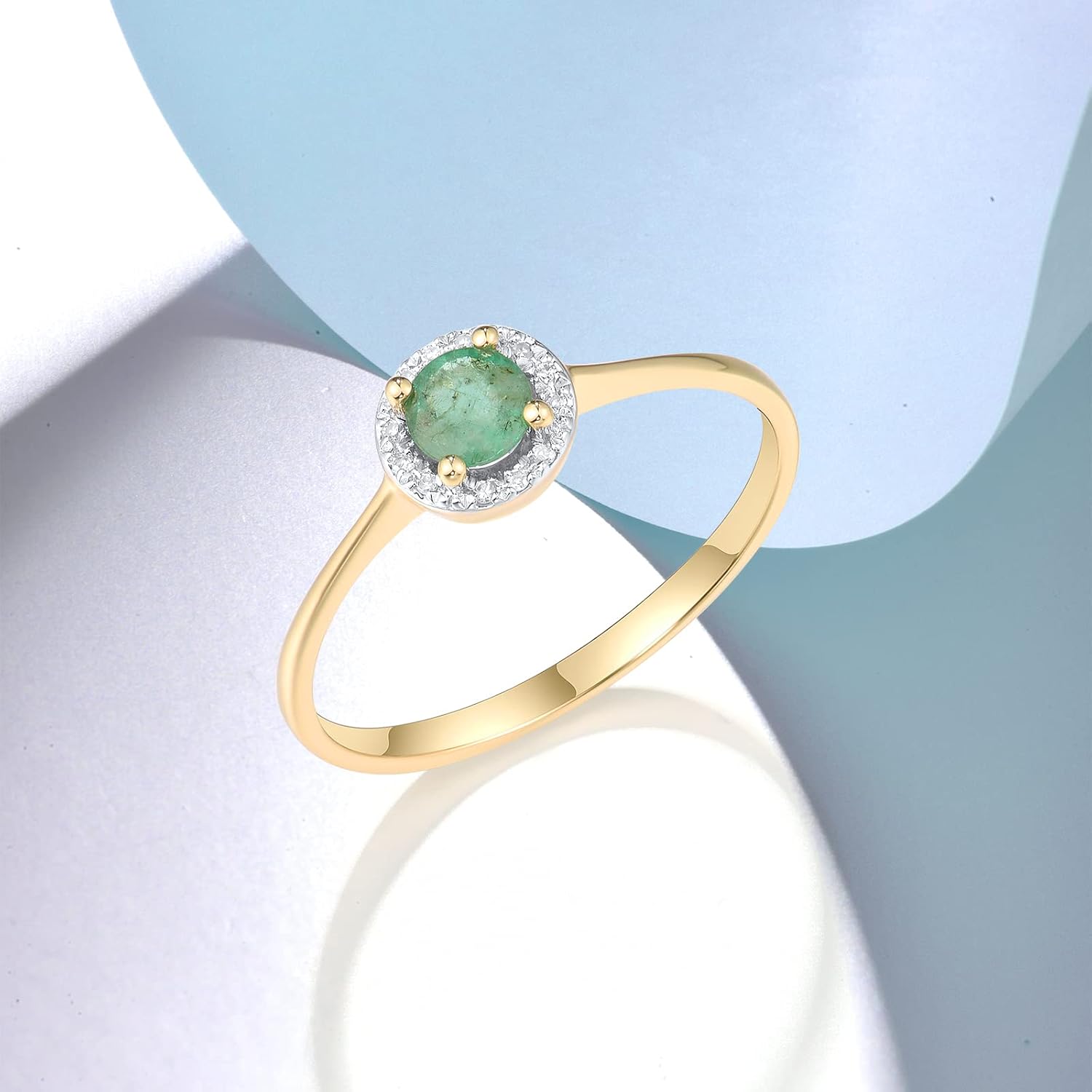 Santuzza 10K Solid Gold Solitaire Gemstone Genuine Diamond Dainty Ring for Women - Image 3