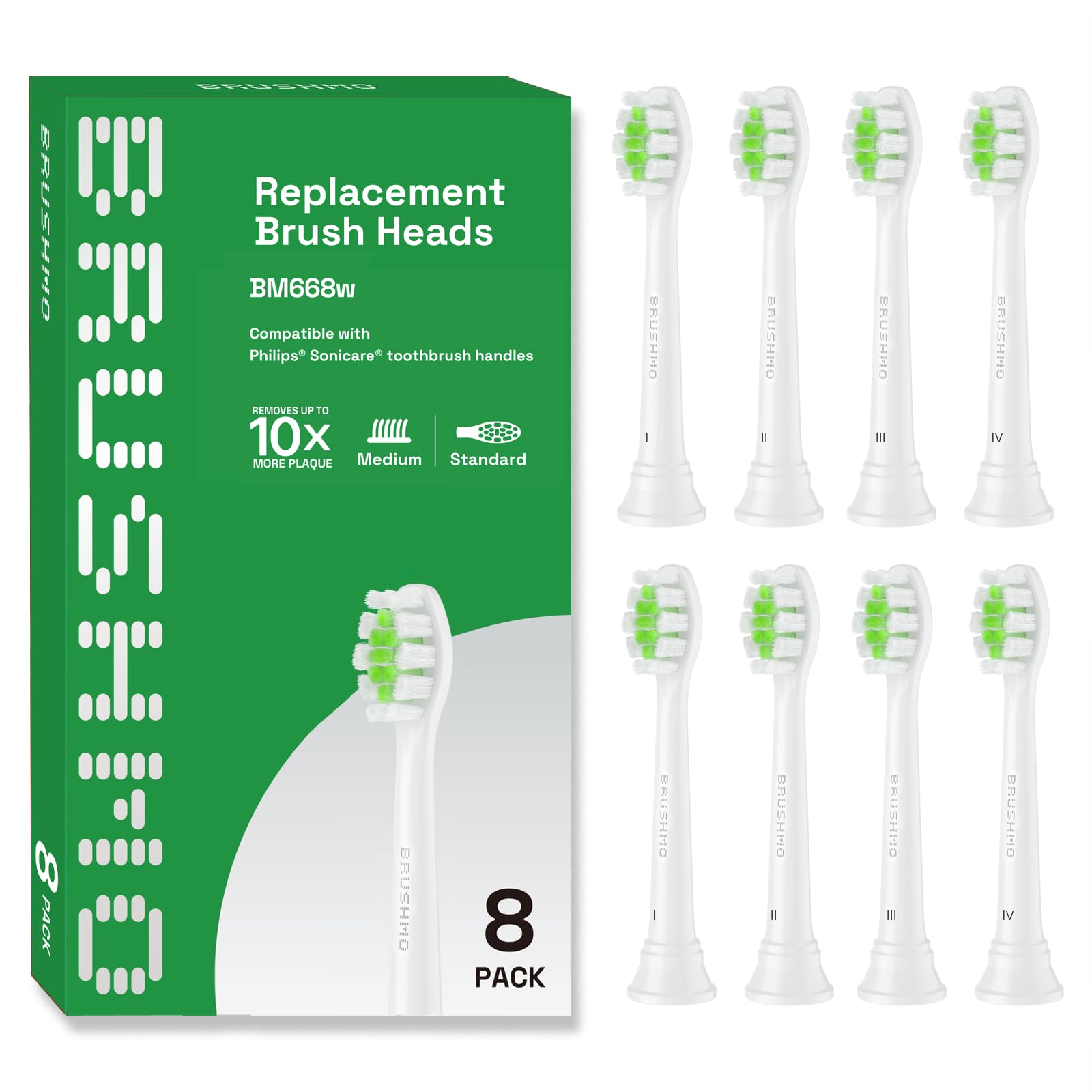 Brushmo Cabeza 6063 compatibles con Philips Sonicare Cabezales W2 Optimal White Electrica de Cepillo de Dientes,Media Blanco, 8 pack