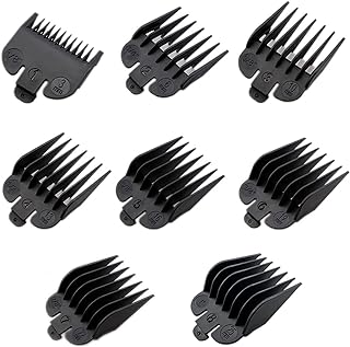 Universal Clipper Guards Comb Set, 8 Pcs Kinds of Sizes of Professional Hair Clipper Card Comb Fitting Replacement (Black)
