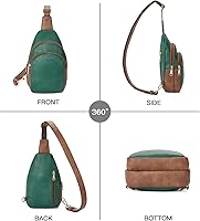 Vista 41 de Telena Riñonera pequeña para mujer, de cuero, cangureras, bolsa de pecho para mujer 3-camel marrón